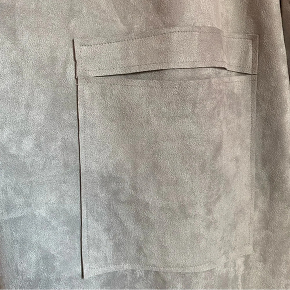 Lulu’s Great Adventure Light Grey Sueded Fabric Coat Jacket Size Medium NEW - Picture 8 of 13
